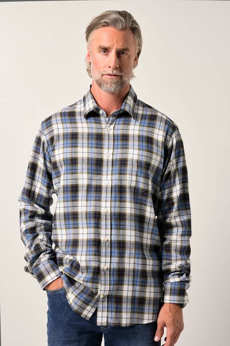 Boston Park geruit flanellen overhemd, lange mouw, kentkraag, comfort fit, tot 8XL