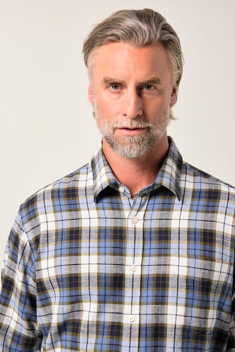 Boston Park geruit flanellen overhemd, lange mouw, kentkraag, comfort fit, tot 8XL