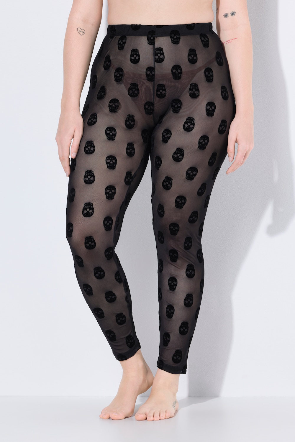 Große Größen Strumpf-Leggings, Damen, schwarz, Größe: 46/48, Polyester, Ulla Popken