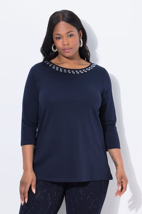 T-Shirt, A-Linie, U-Boot-Ausschnitt, Langarm, Pima Cotton