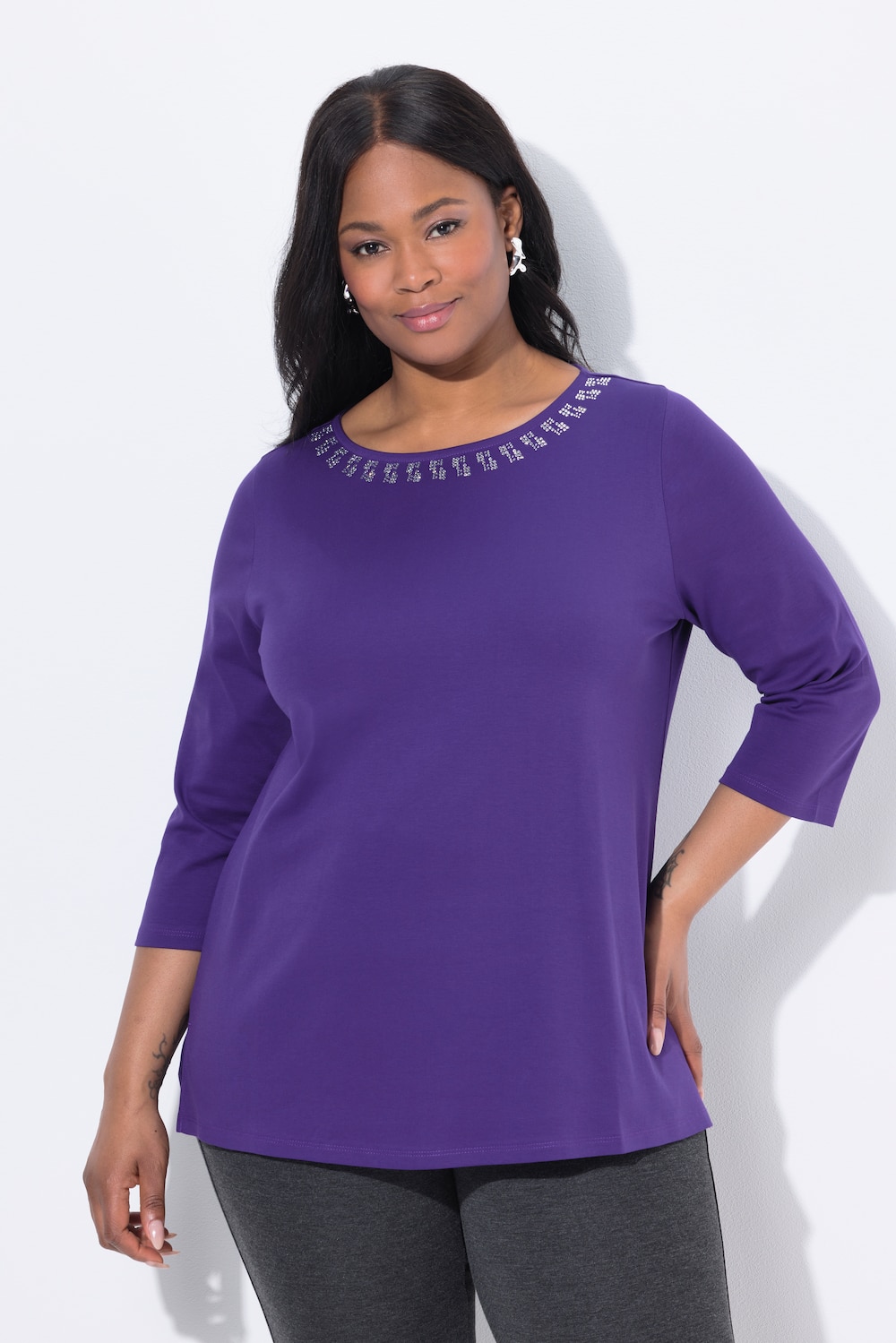 Große Größen T-Shirt, Damen, lila, Größe: 54/56, Baumwolle, Ulla Popken