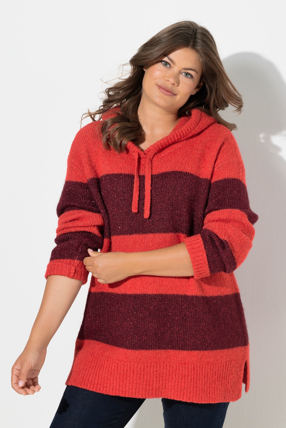 Strickpullover, Kapuze, Langarm