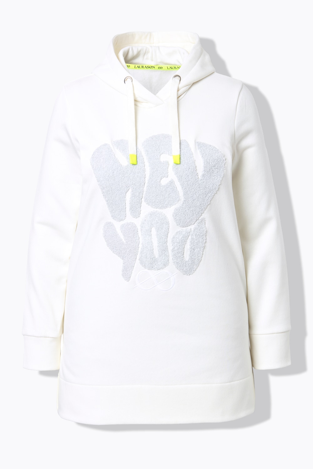Stora storlekar Lång mjukiströja, Dam, vit, storlek: 48/50, Bomull/Polyester, LAURASON