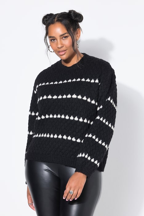 Pullover, Boxy Shape, Ringel, Bubble-Struktur