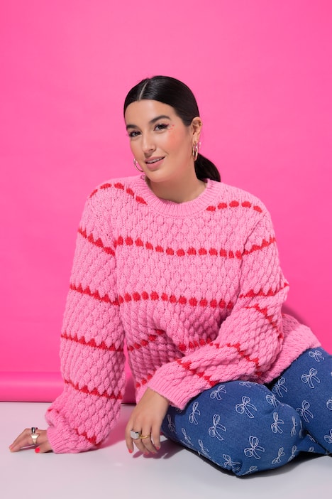 Trui, boxy model, streep, bubble-structuur