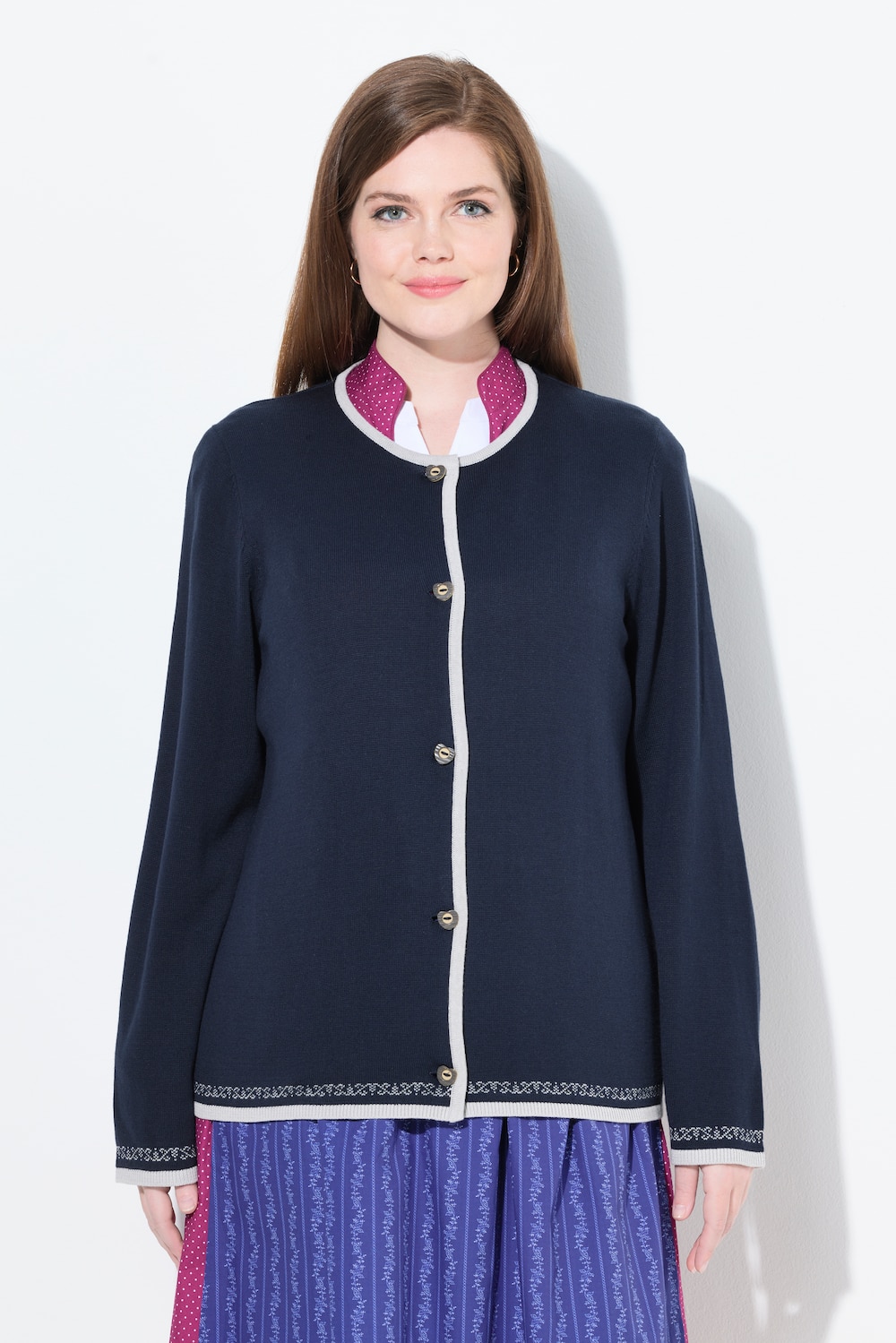 Große Größen Strickjacke, Damen, blau, Größe: 42/44, Baumwolle/Synthetische Fasern, Ulla Popken