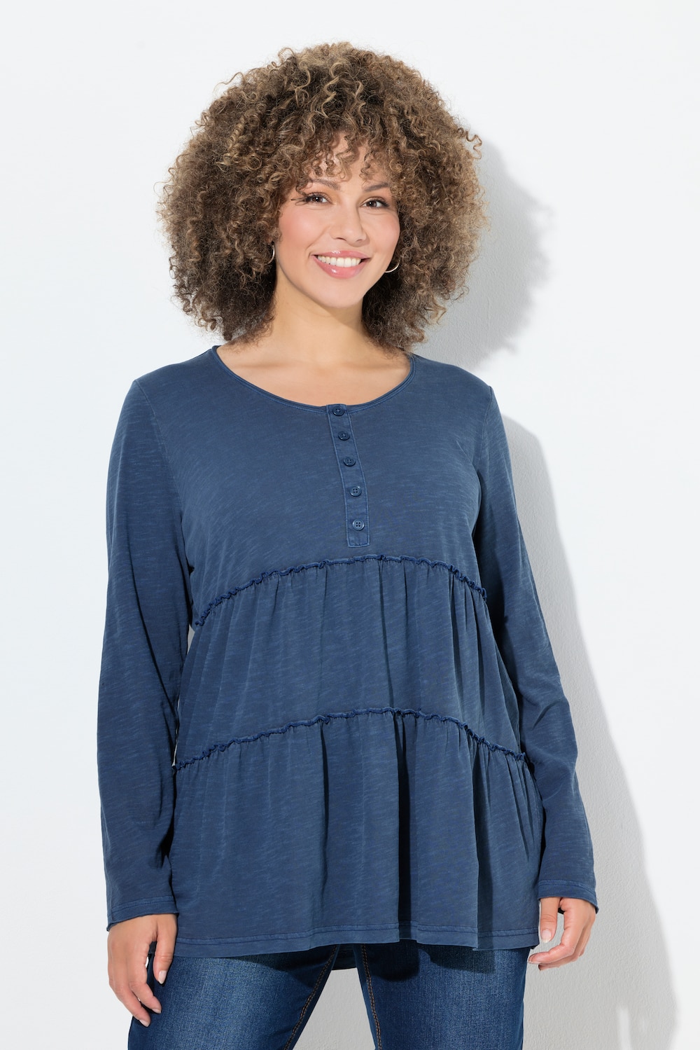 Große Größen Shirt, Damen, blau, Größe: 50/52, Baumwolle, Ulla Popken