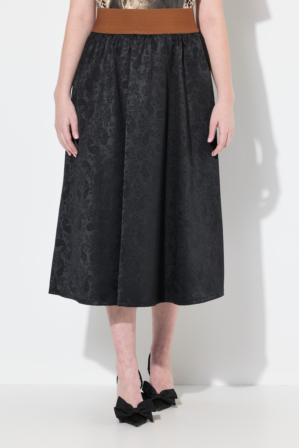 Thumbnail - Große Größen Trachten-Maxirock, Damen, schwarz, Größe: 46/48, Polyester/Viskose, Ulla Popken