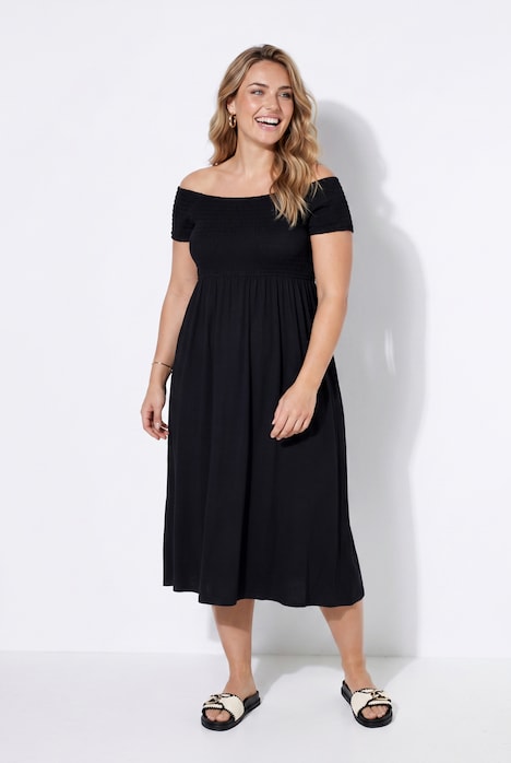 Maxikleid, A-Linie, Jersey, gesmokte Büste
