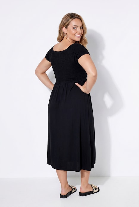 Maxikleid, A-Linie, Jersey, gesmokte Büste