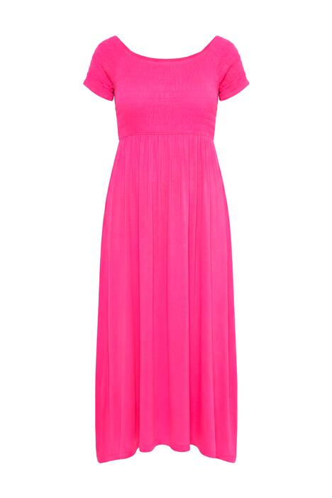 Maxi šaty, A střih, žerzej, mačkaný materiál na poprsí