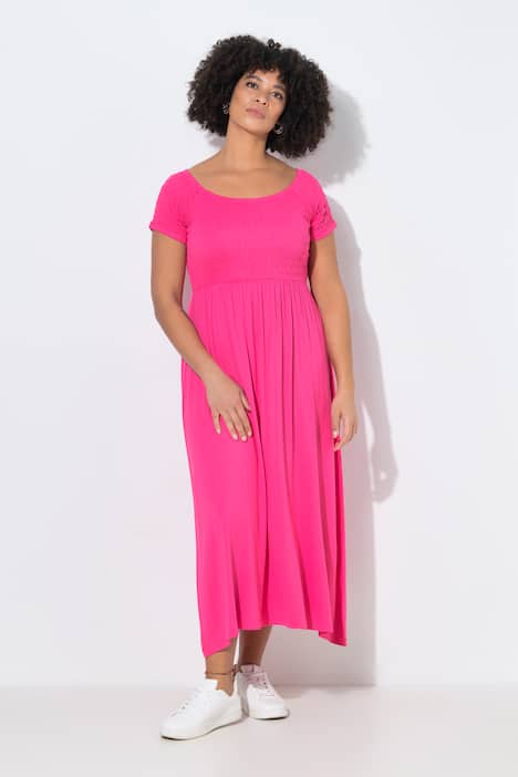 Maxikleid, A-Linie, Jersey, gesmokte Büste