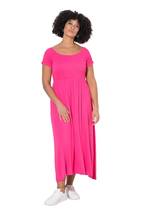 Maxi šaty, A střih, žerzej, mačkaný materiál na poprsí