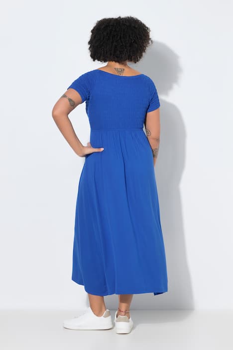 Maxikleid, A-Linie, Jersey, gesmokte Büste