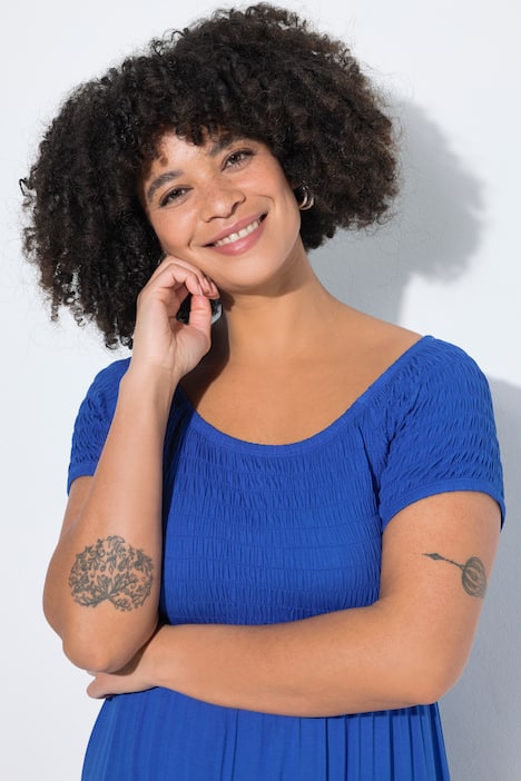 Maxikleid, A-Linie, Jersey, gesmokte Büste