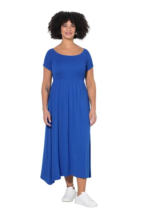 Maxi šaty, A střih, žerzej, mačkaný materiál na poprsí