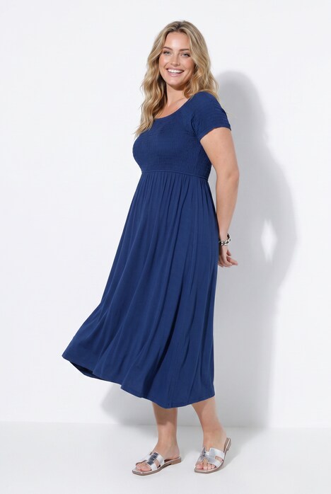 Maxikleid, A-Linie, Jersey, gesmokte Büste