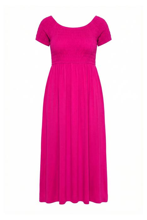 Maxi šaty, A střih, žerzej, mačkaný materiál na poprsí