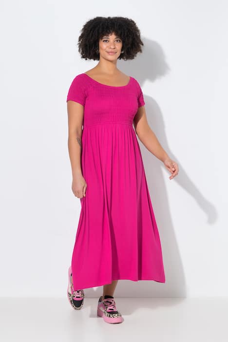 Maxikleid, A-Linie, Jersey, gesmokte Büste