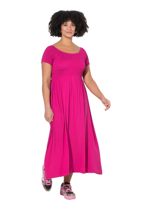 Maxi šaty, A střih, žerzej, mačkaný materiál na poprsí