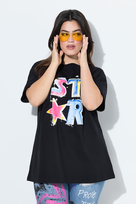 T-Shirt, bequeme Passform, Neon 3D-Motiv