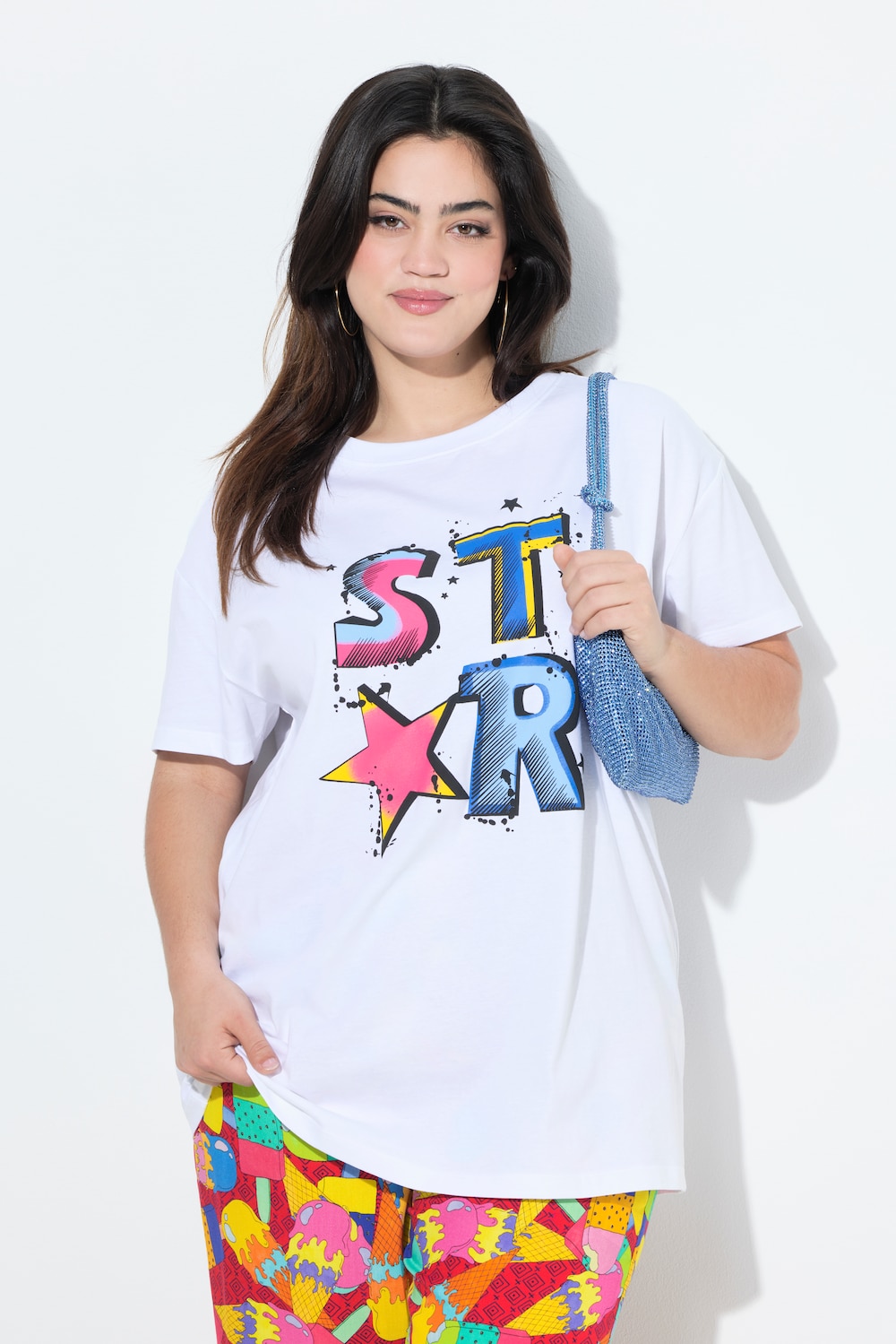 T-Shirt, bequeme Passform, Neon 3D-Motiv