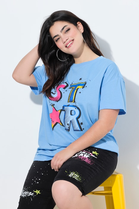 T-Shirt, bequeme Passform, Neon 3D-Motiv
