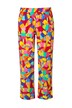Trousers, wide, straight leg, coloured ice pattern