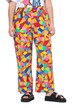 Trousers, wide, straight leg, coloured ice pattern