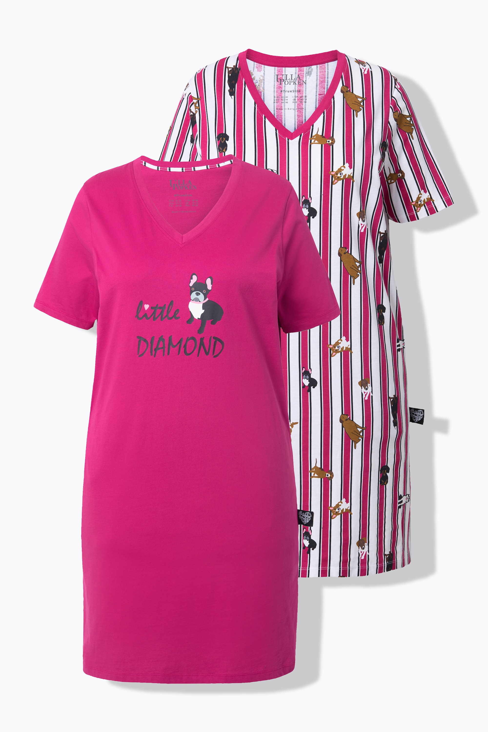 Ulla Popken Damen große Größen Bigshirts 2er Pack HotDog Halbarm 842933