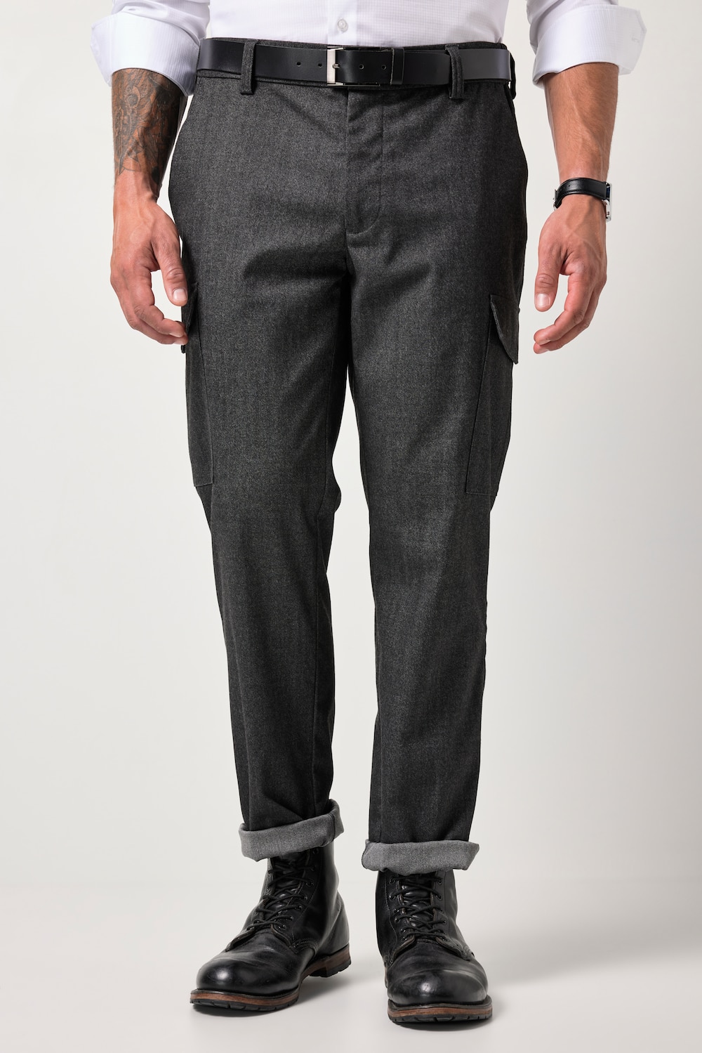 JP1880 Businesshose, Business, Wolloptik, Cargotaschen, Tapered Loose Fit, bis Gr. 72