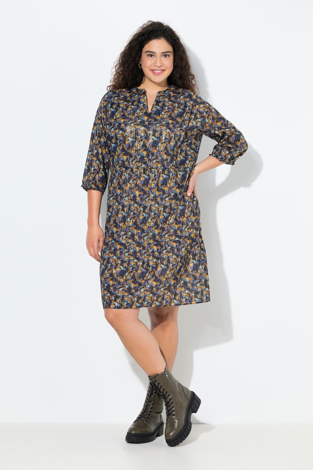 Große Größen Kleid, Damen, blau, Größe: 54/56, Baumwolle, Ulla Popken