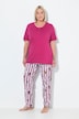 Pyjama, tweedelig, effen shirt, broek met HotDog-motief