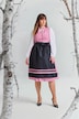 Dirndlbluse, Gummisaum, Rundhals, weiter Langarm