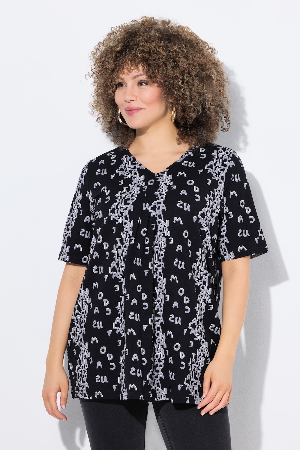 Große Größen T-Shirt, Damen, schwarz, Größe: 58/60, Baumwolle, Ulla Popken