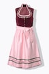 Zijden dirndl, borduursel, carréhalslijn, mouwloos