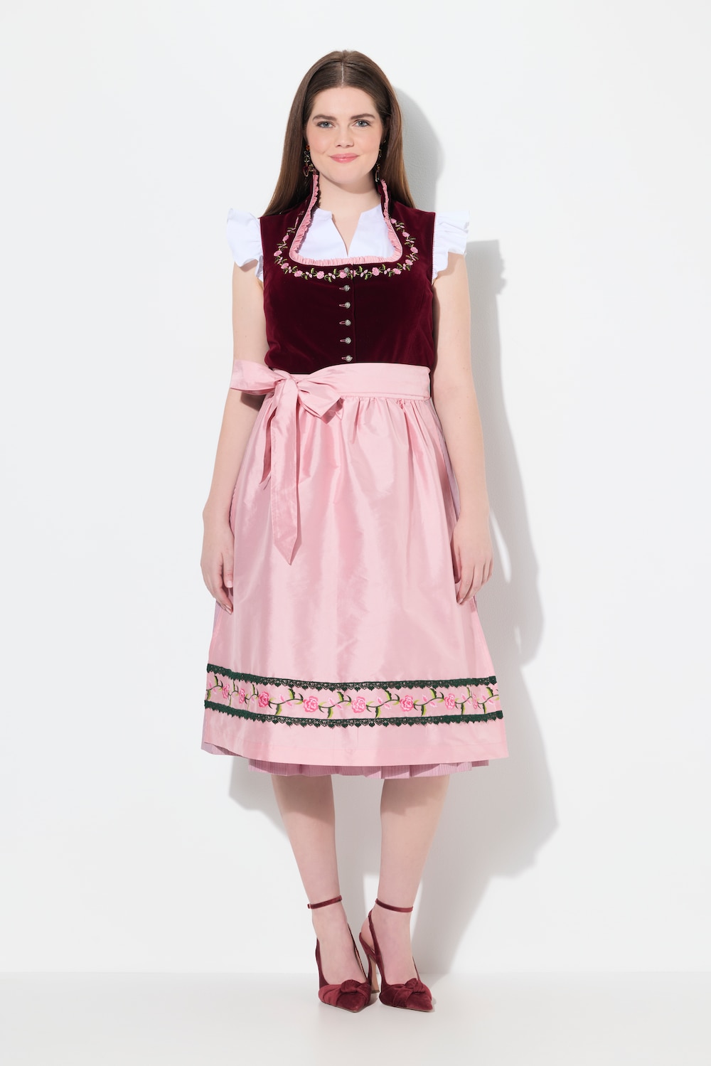 Große Größen Samt-Dirndl, Damen, lila, Größe: 60, Polyester/Baumwolle, Ulla Popken