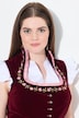 Zijden dirndl, borduursel, carréhalslijn, mouwloos