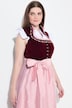 Zijden dirndl, borduursel, carréhalslijn, mouwloos
