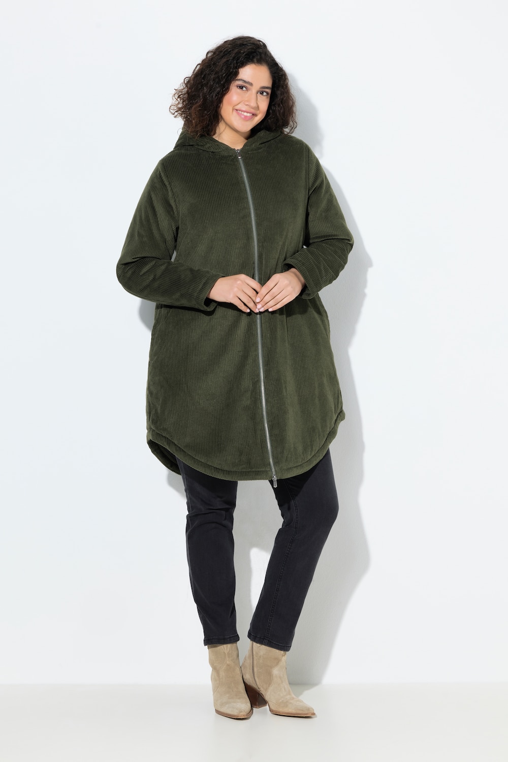 Große Größen Cord-Parka, Damen, braun, Größe: 46/48, Polyester/Baumwolle, Ulla Popken