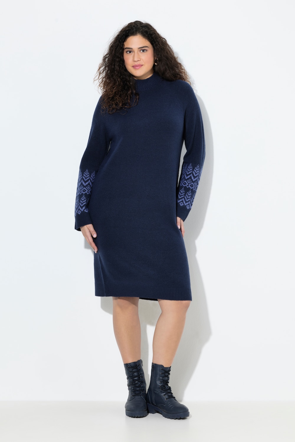Große Größen Strickkleid, Damen, blau, Größe: 46/48, Synthetische Fasern/Polyester, Ulla Popken