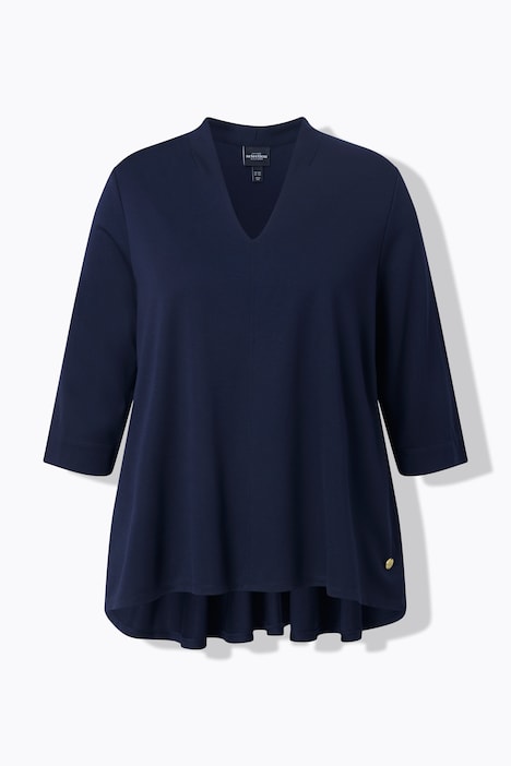 T-Shirt, Rückenfalte, A-Linie, Kelchkragen, 3/4-Arm