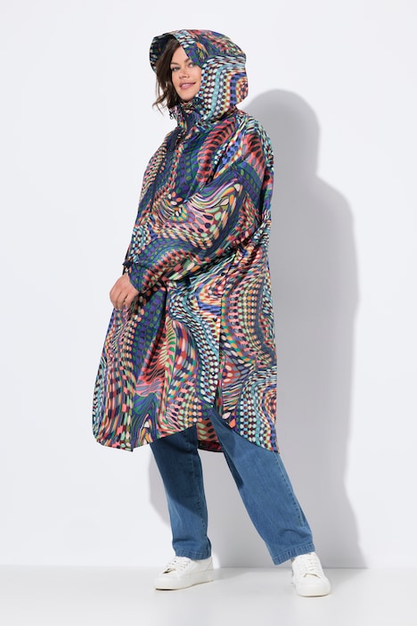 Funktions-Regencape, Unisex, Print, Kapuze