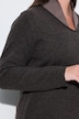 Merino-Pullover, Rollkanten, V-Ausschnitt, Langarm
