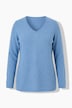 Merino-Pullover, Rollkanten, V-Ausschnitt, Langarm