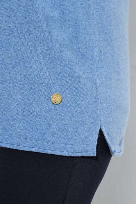 Merino-Pullover, Rollkanten, V-Ausschnitt, Langarm