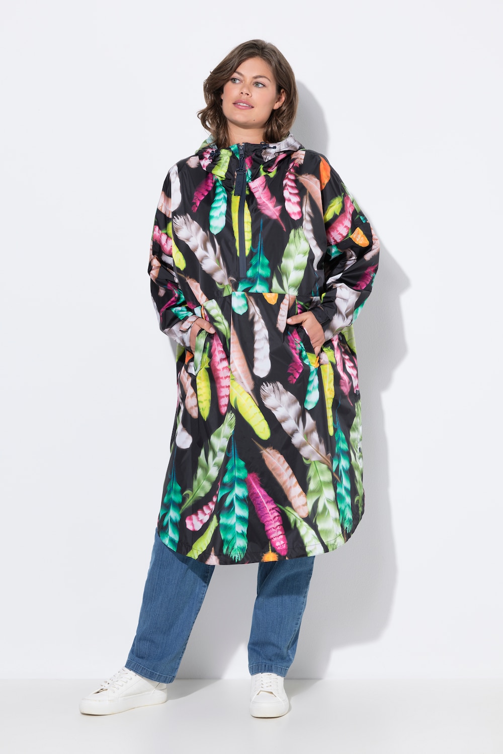 Große Größen Funktions-Regencape, Damen, schwarz, Größe: One Size, Polyester, LAURASON