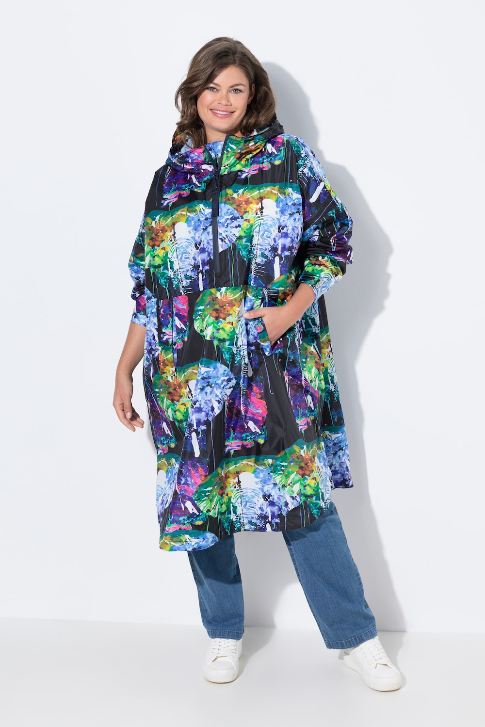 Funktions-Regencape, Unisex, Print, Kapuze