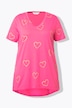 T-shirt, A-lijn, glanzend hartmotief