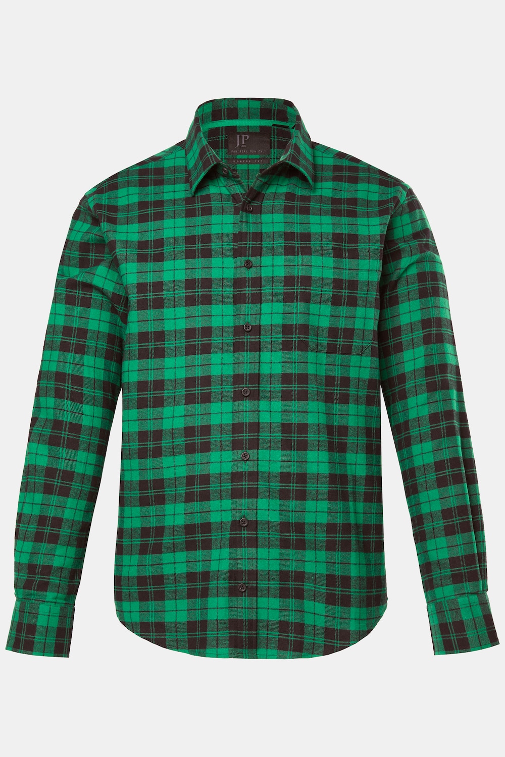 Chemise à carreaux JP 1880, manches longues et col Kent, coupe Modern Fit - jusqu'au 8 XL